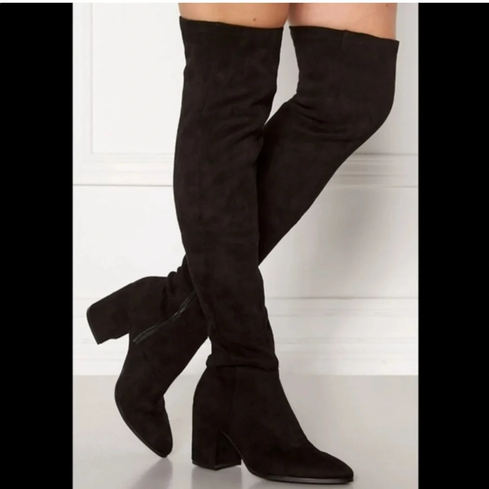 Steve Madden Jacey Elegant Microsuede Black‎ Tall Over-the-Knee Boots, Sz 8